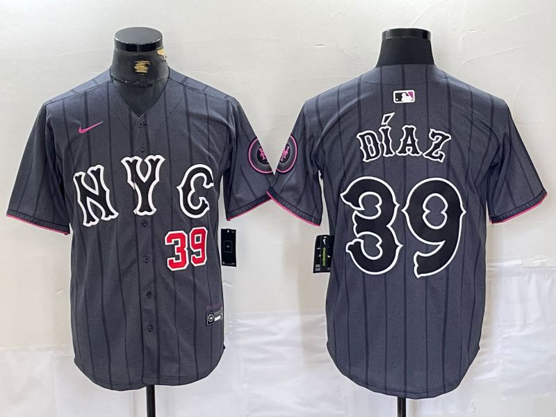 Men New York Mets #39 Diaz Black City Edition 2024 Nike MLB Jersey style 1